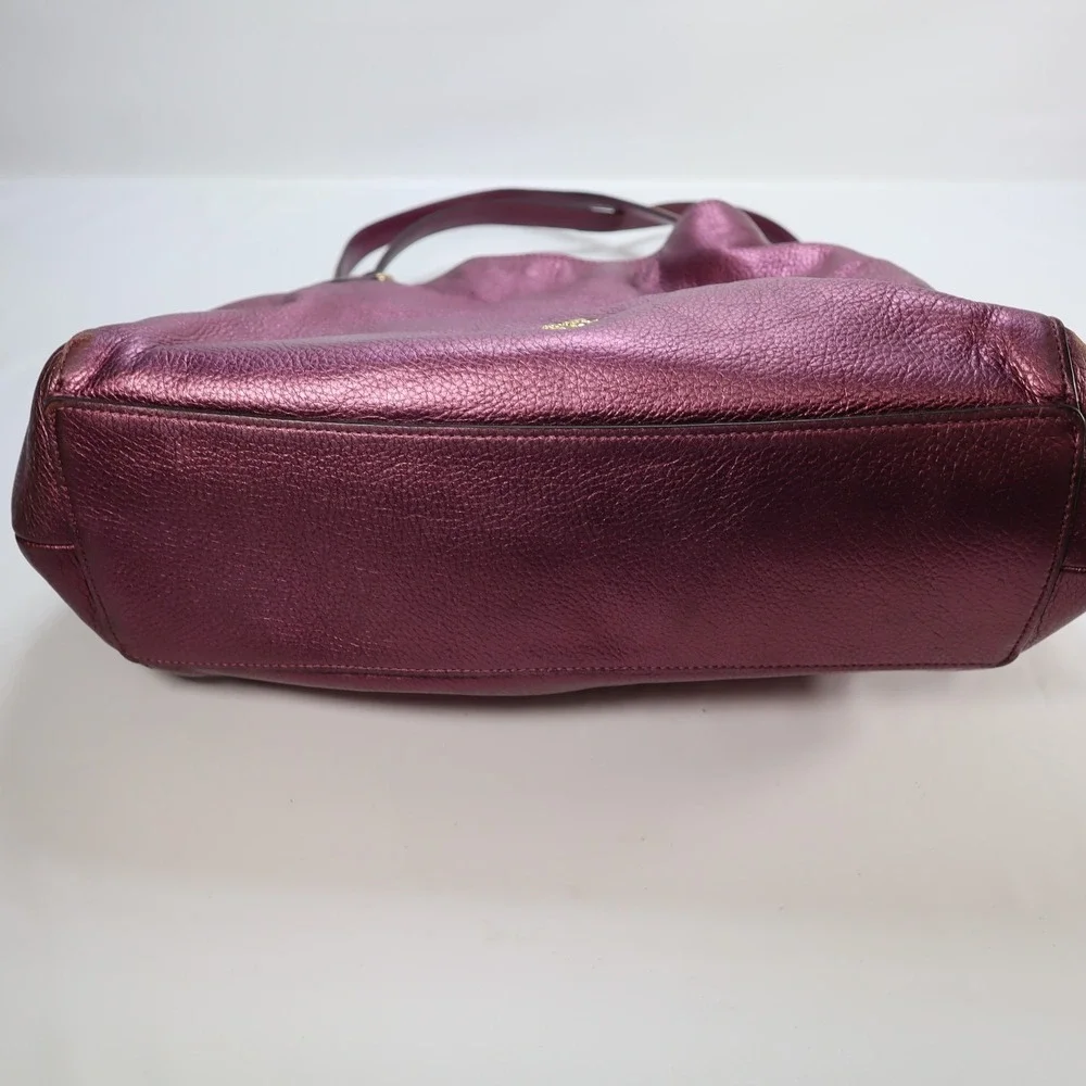 Coach Hallie Pebble‎ Leather Shoulder Bag Metallic Berry F80271 Hobo Redefined